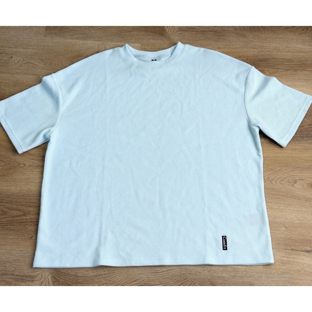 Comfrt (Light Blue) Waffle Knit Classic Knit T-Shirt Mens XL Streetwear